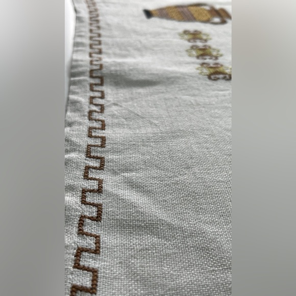 Vintage Cross-stitched Tablecloth (handmade) with playful Grecian Urn design - Picture 10 of 16